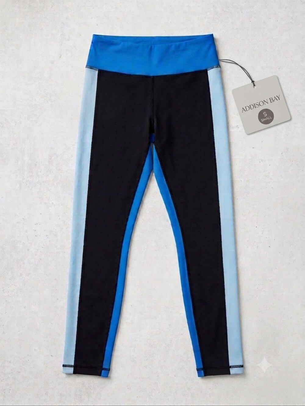​ADDISON BAY Black & Blue Colorblock Activewear Leggings - Size Small